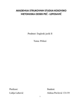 Prilozi u engleskom jeziku: funkcija, mesto u rečenici i tvorba