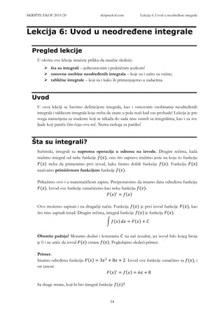 Uvod u neodređene integrale