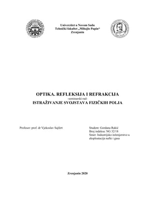 Optika, refleksija i refrakcija