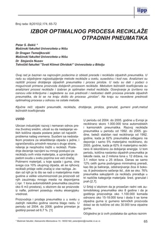 Izbor optimalnog procesa reciklaže otpadnih pneumatika