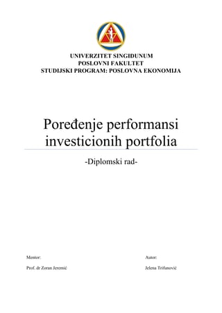 Poređenje performansi investicionih portfolia