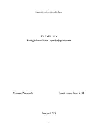 Strategijski menadžment i upravljanje promenama