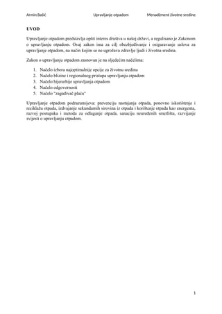 Upravljanje otpadom – Menadžment životne sredine