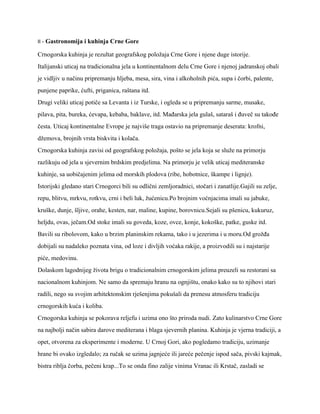 Gastronomija i kuhinja Crne Gore