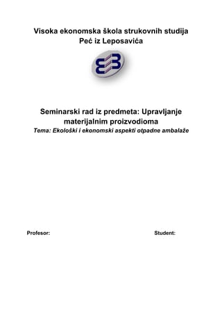 Ekološki aspekti upravlajnja otpadnom ambalažom