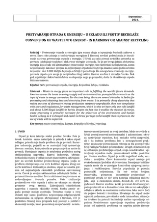 PRETVARANJE OTPADA U ENERGIJU – U SKLADU ILI PROTIV RECIKLAŽE
