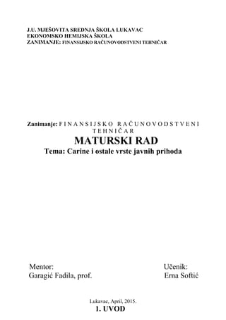 Carine i ostale vrste javnih prihoda