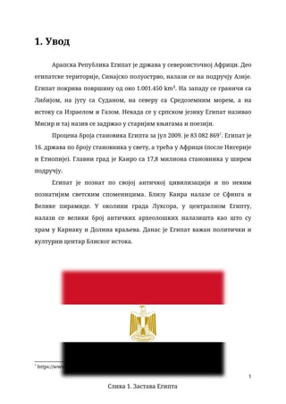 Geografske karakteristike, stanovništvo, privreda i kultura Egipta