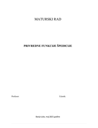 Privredne funkcije špedicije