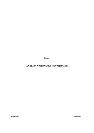 Analiza varijanse i kovarijanse