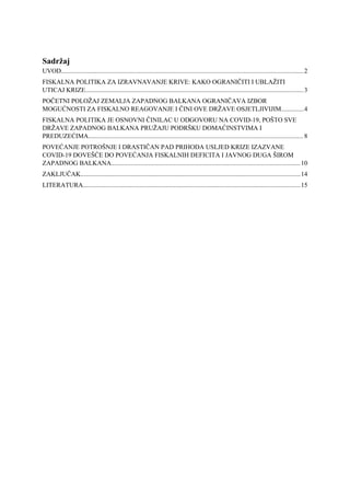 Fiskalna politika u uslovima covida