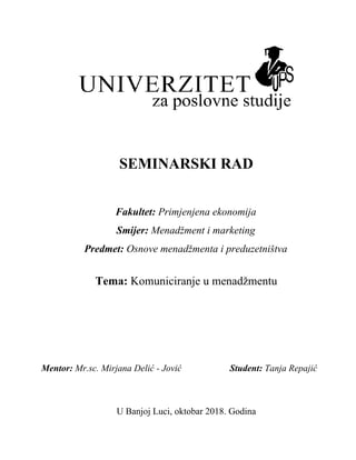 Komuniciranje u menadžmentu