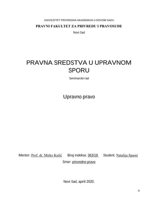 Pravna sredstva u upravnom sporu