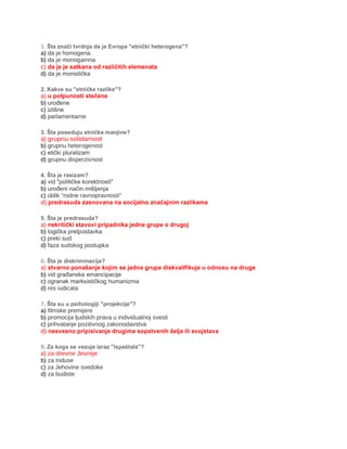 Socilogija – Kolokvijum 2