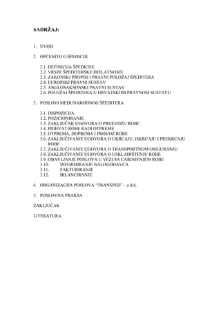 Špedicija: definicija, poslovi i zakonski propisi