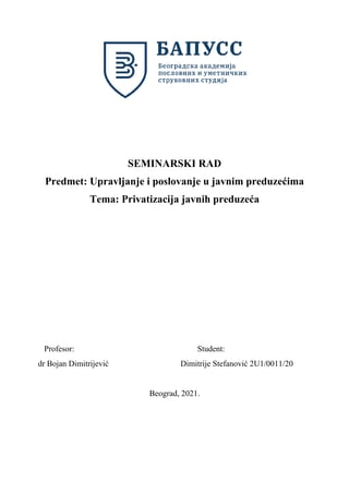 Privatizacija Javnih preduzeca