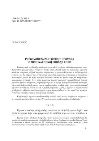 Pregovori za zaključenje ugovora o međunarodnoj prodaji robe