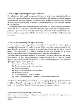 Masovnost protiv pravnih ponašanja u saobraćaju