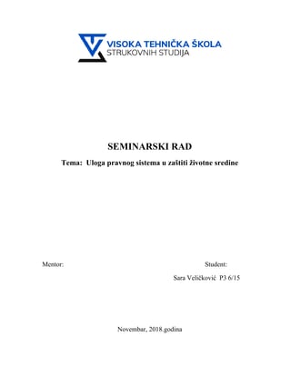 Uloga pravnog sistema u zaštiti životne sredine