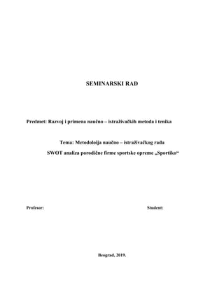 SWOT analiza porodične firme sportske opreme „Sportiko“