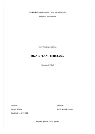 Biznis plan teretana