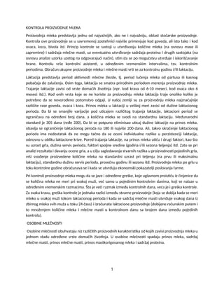 Kontrola proizvodnje mleka