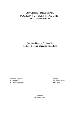 Pocetna odredba porodice