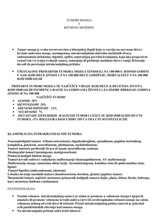 Tumori mozga i kičmene moždine