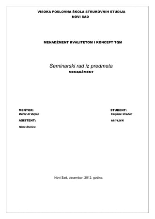 Menadžment kvaliteta i koncept TQM