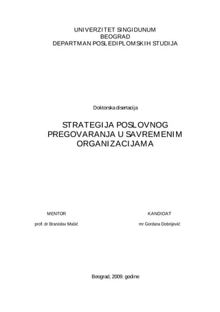 Strategija poslovnog pregovaranja u savremenim organizacijama