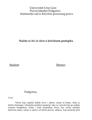 Načelo ne bis in idem u krivičnom postupku