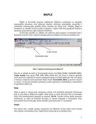 Uvod u Maple: uputstvo za matematičke proračune