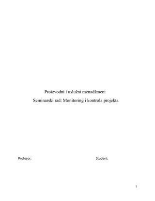 Monitoring i kontrola projekta