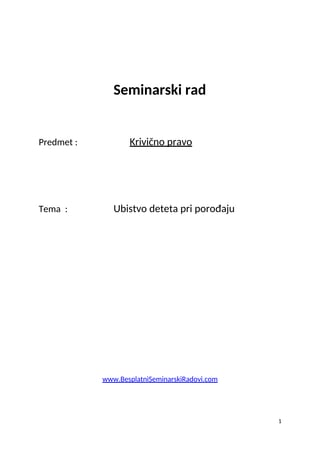 Ubistvo djeteta pri porođaju