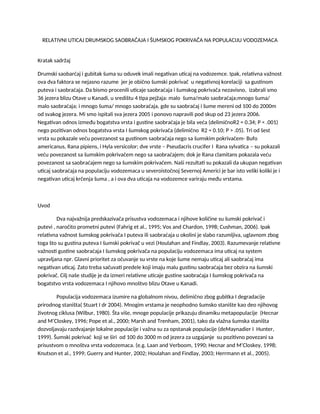 Relativni uticaj drumskog saobraćaja na vodozemce