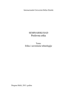 Etika i savremene tehnologije