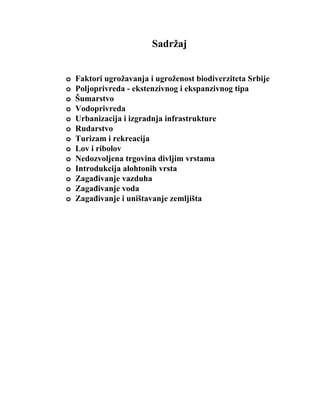 Faktori ugrožavanja biodiverziteta