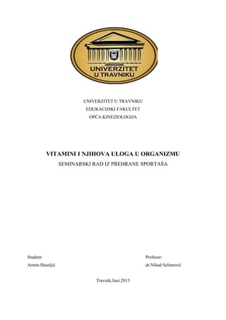 Vitamini i njihova uloga u organizmu