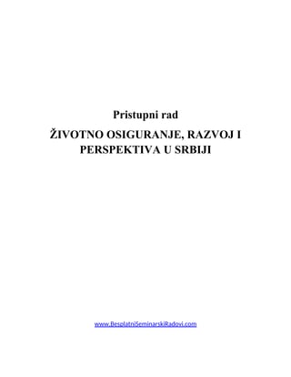 Životno osiguranje, razvoj i perspektiva