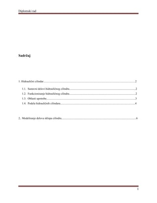 Hidraulični cilindar: modeliranje delova sklopa