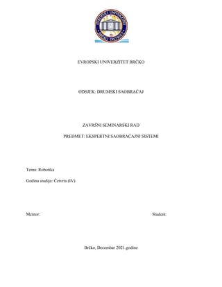 Robotika: ekspertski saobraćajni sistemi
