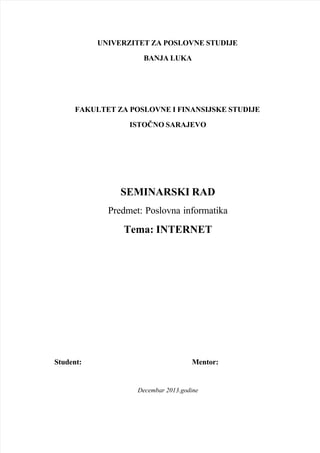 Internet: istorija, razvoj i organizacija