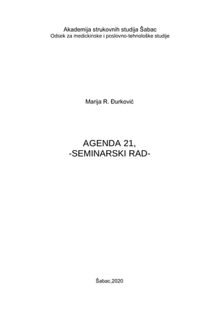 Agenda 21: analiza koncepta i uloga u održivom razvoju