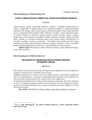 Uticaj liberalizacije tržišta na cene električne energije