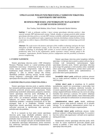 Upravljanje poslovnim procesima i njihovim tokovima u kontekstu ERP sistema