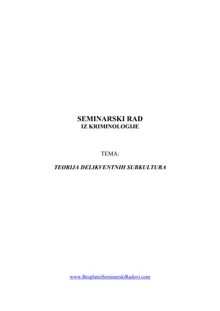 Teorija delikventnih subkultura