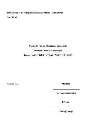 Injekcije i intravenske infuzije