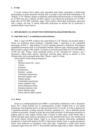 Kratko pogonsko uputstvo bloka 7 – Termoelektrana “Kakanj”