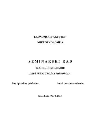 Društveni trošak monopola