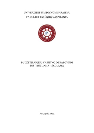 Budžetiranje u vaspitno obrazovnim institucijama – školama
